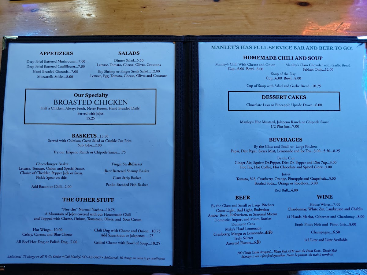 Manley's Tavern Menu - Image 2