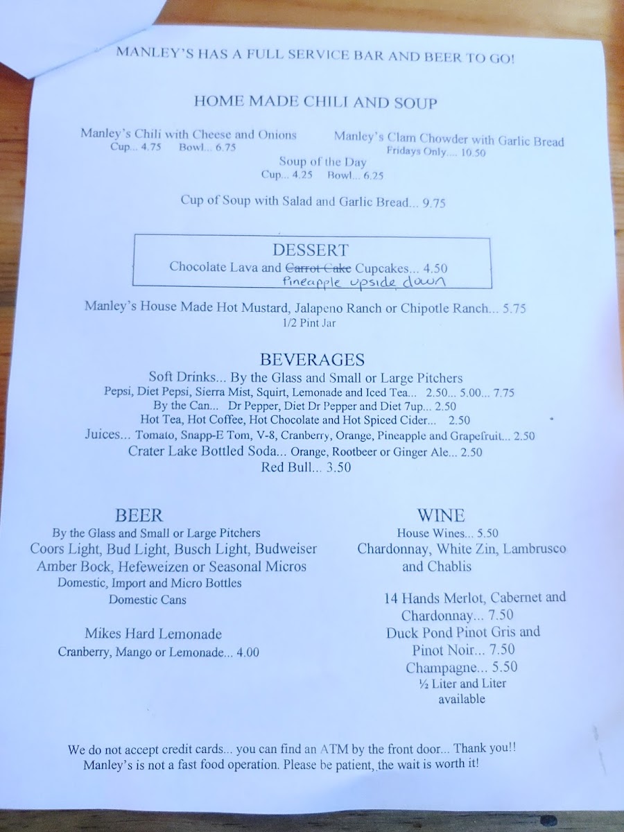 Manley's Tavern Menu - Image 4